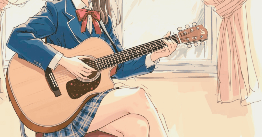 放課後の教室で YAMAHA FS820 を演奏する女子高校生