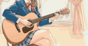 放課後の教室で YAMAHA FS820 を演奏する女子高校生