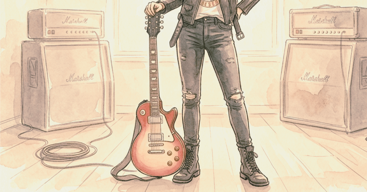 スタジオでエピフォンレスポールスタンダード60sを持っている大学生